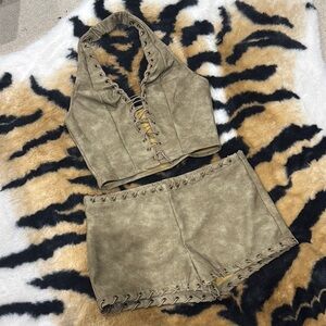 Lace-Up Two-Piece Set